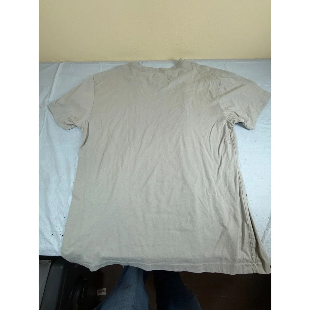 Polo Ralph Lauren Mens V-Neck T-Shirt Tan Beige Cotton Pony Logo Size M 3360